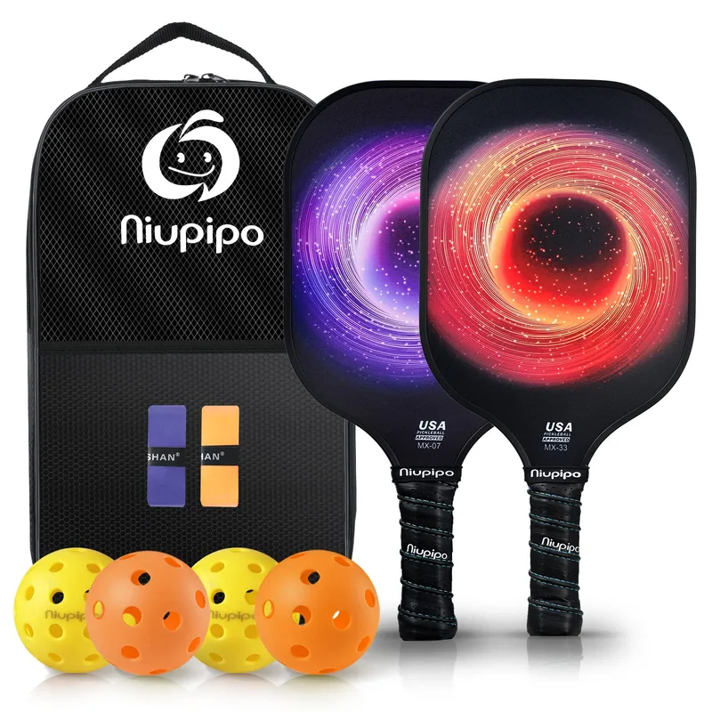 niupipo Pickleball Paddles Set of 2 - Orange+Purple