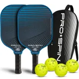 PRO-SPIN Carbon Fiber Pickleball Paddles 2-Player Set | Blue