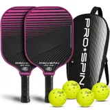 PRO-SPIN Carbon Fiber Pickleball Paddles 2-Player Set | Pink
