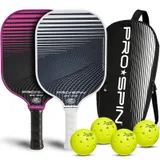 PRO-SPIN Carbon Fiber Pickleball Paddles 2-Player Set | Pink/White
