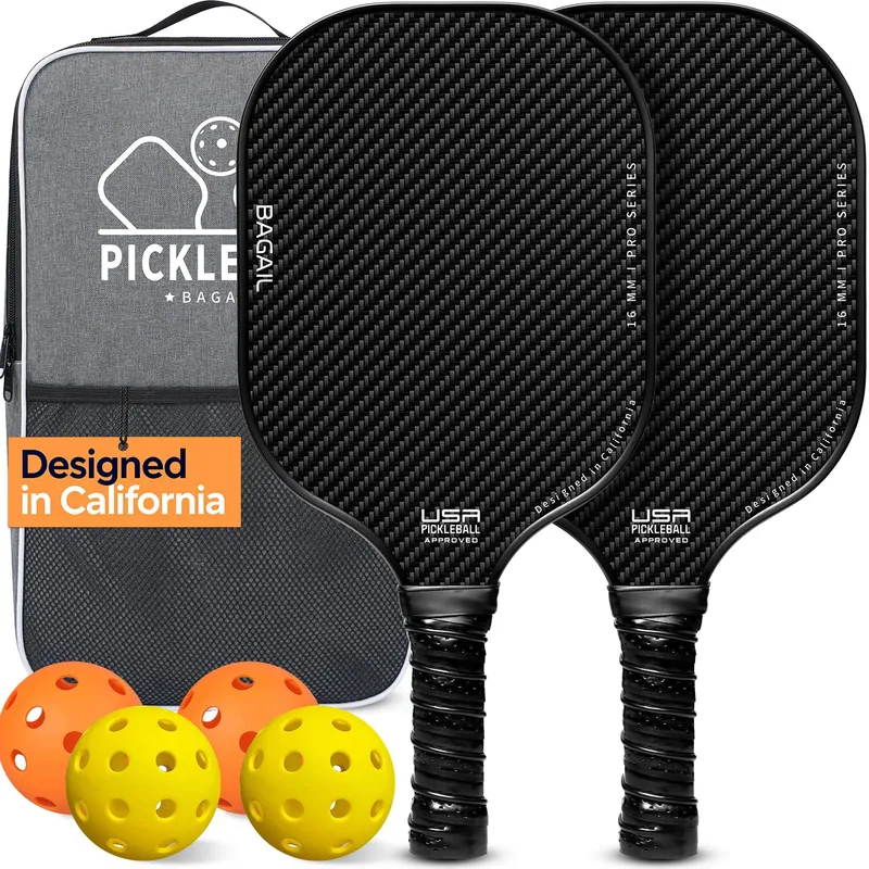 BAGAIL Black 2-Pack pickleball paddles resting on a court