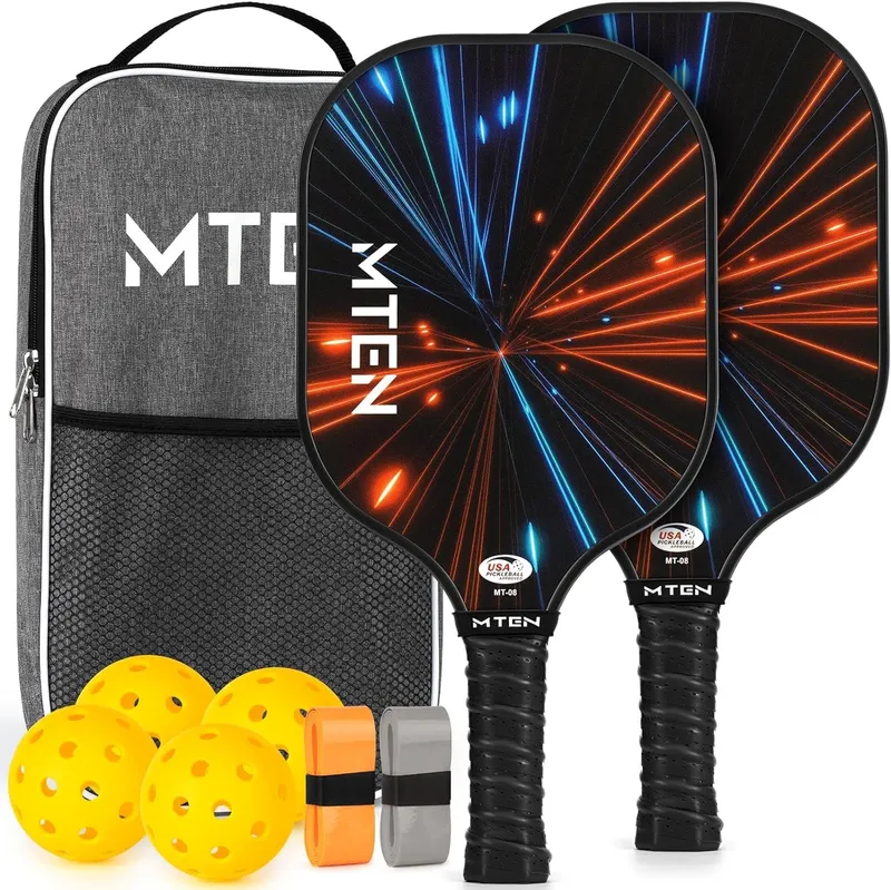 MTEN Pickleball Paddles Set - Black Red (2 Paddles)