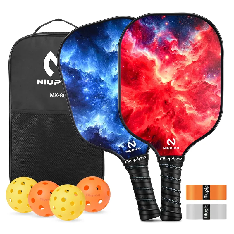 niupipo Pickleball Paddles Set of 2 - Blue-Red