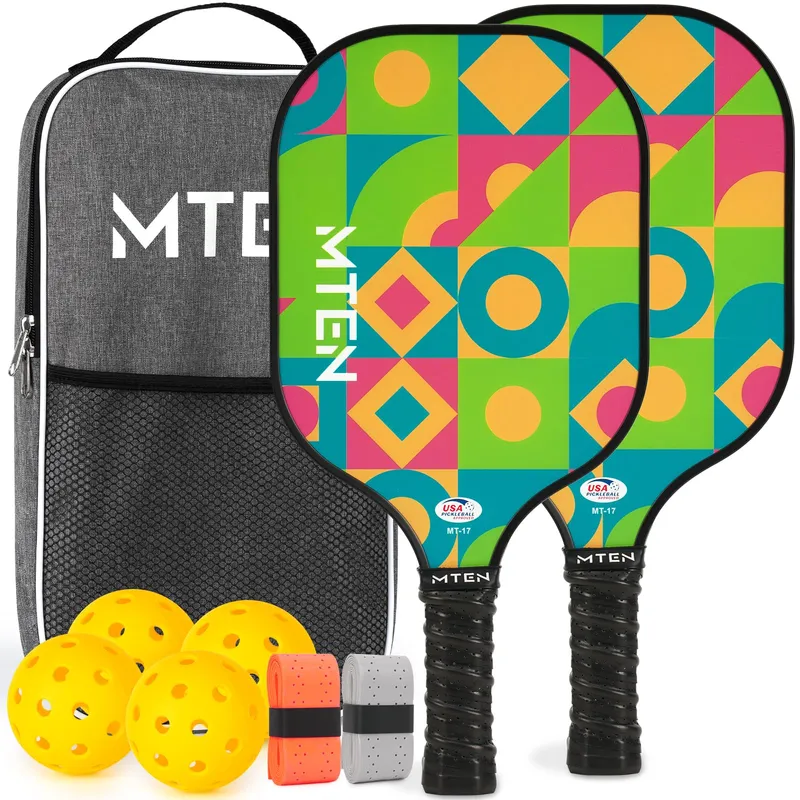 MTEN Pickleball Paddles Set of 2 - Green Black