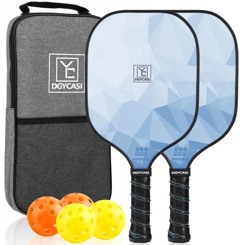 YC DGYCASI Pickleball Paddles Set showing the premium fiberglass face