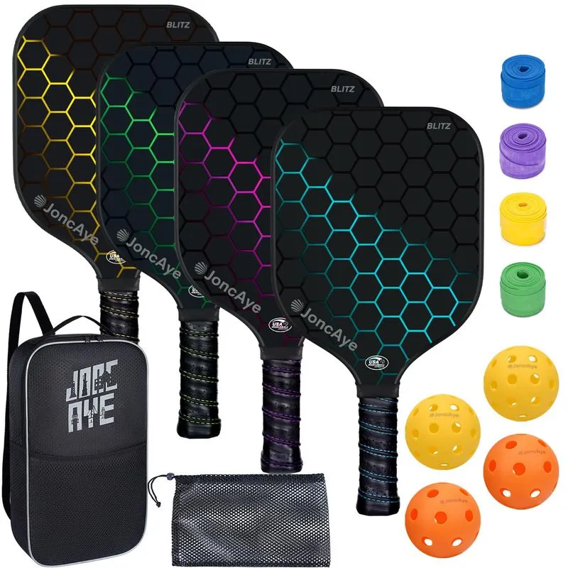 JoncAye Pickleball Paddles 4-Pack BLITZ
