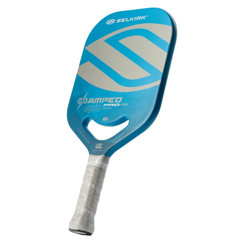Selkirk Amped Pro paddle face showing FiberFlex+ texture