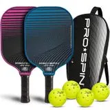 PRO-SPIN Carbon Fiber Pickleball Paddles 2-Player Set | Blue/Pink