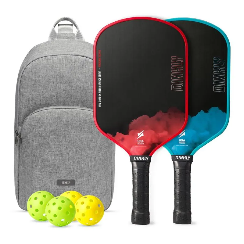 Dinkly Raw Carbon Pickleball Paddles Set of 2